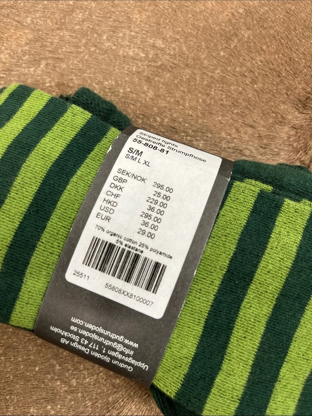 Gudrun Sjödén Striped Organic Cotton Blend Tights S/M